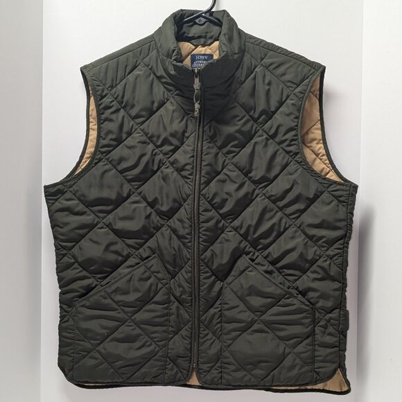 J. Crew Factory Men's Walker Quilted Vest in Dark Moss (Forest Green) - Picture 3 of 16